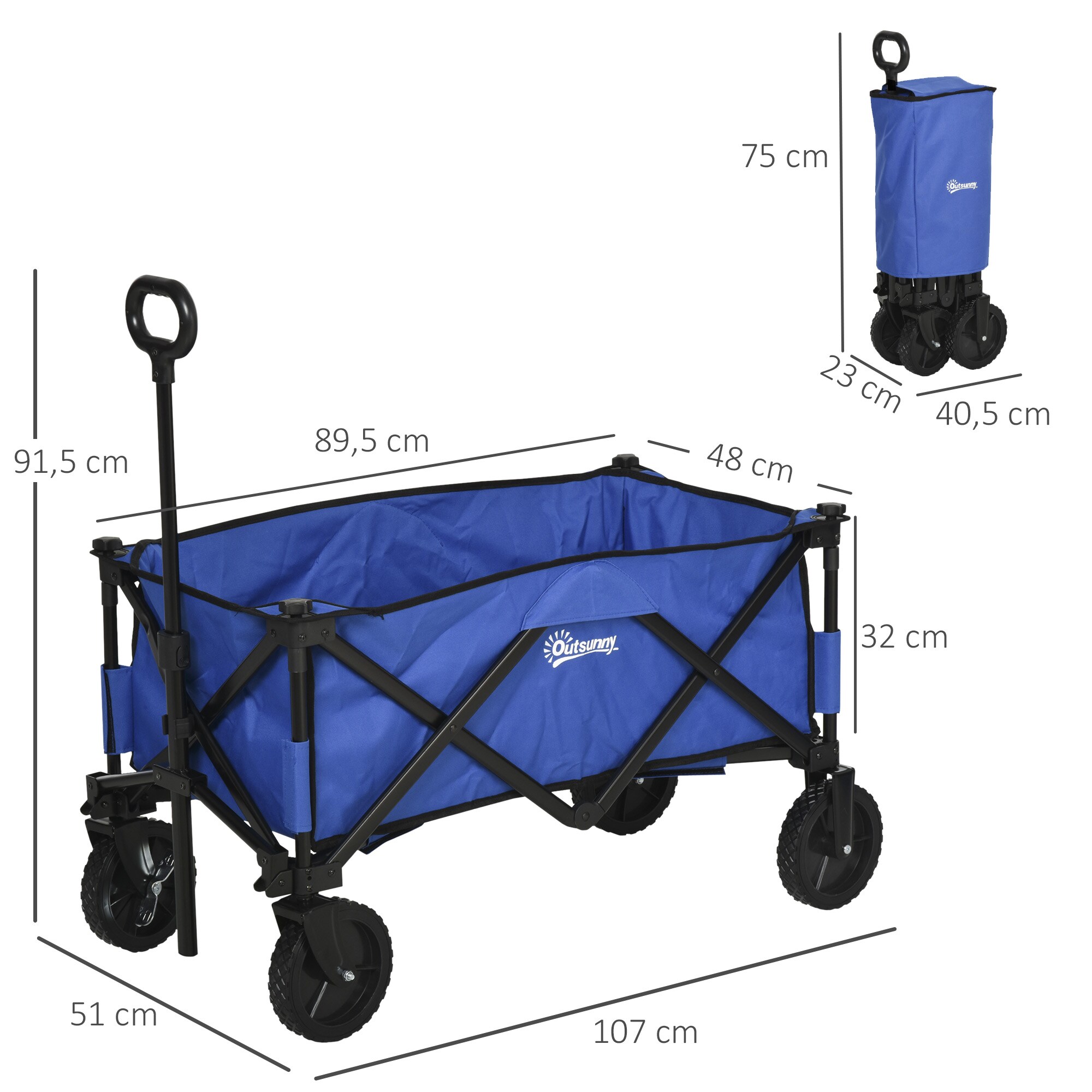 Outsunny Bollerwagen faltbar dunkelblau 107 x 51 x 91,5 cm (LxBxH)