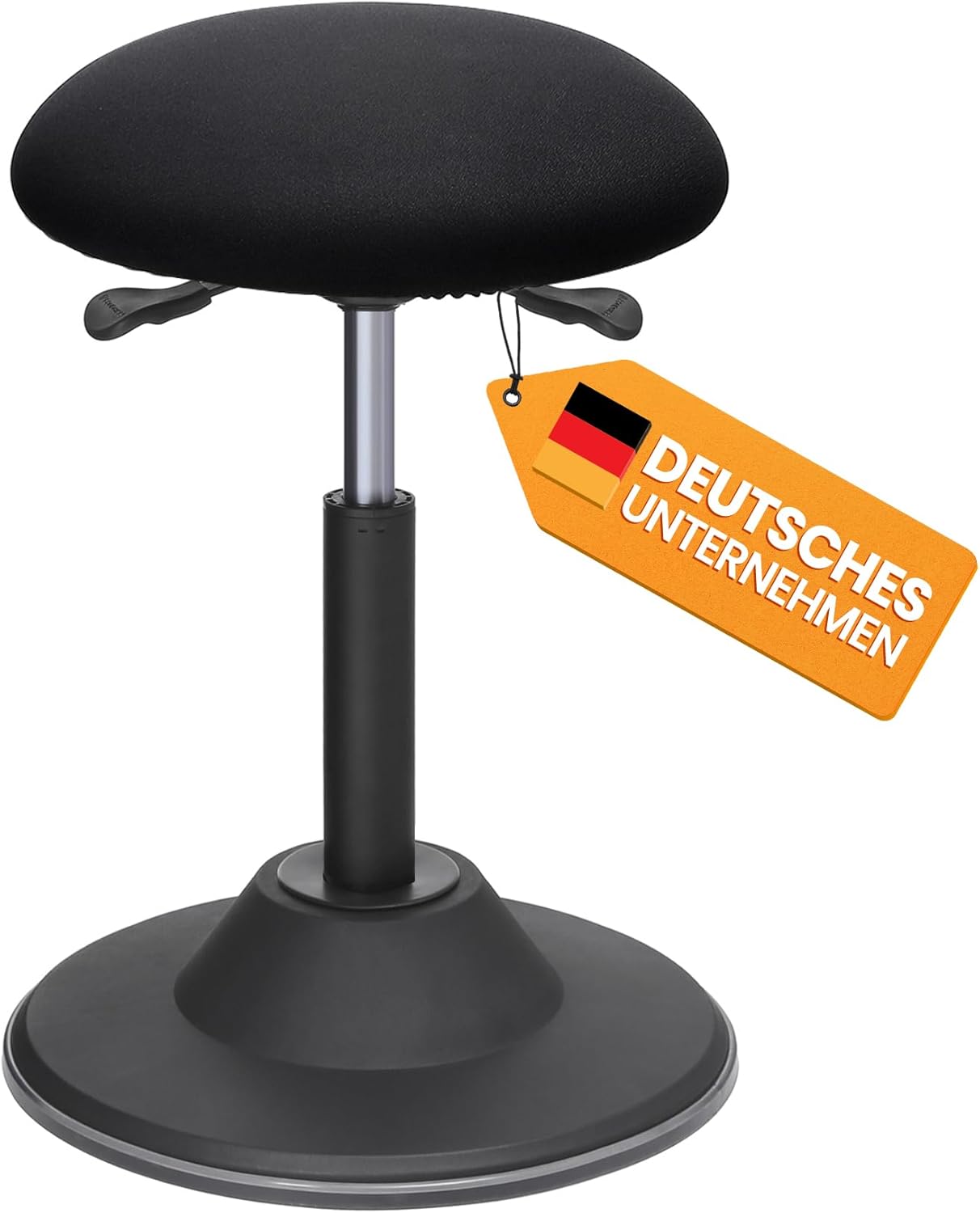 SONGMICS Höhenverstellbarer Bürohocker, ergonomischer Arbeitshocker, um 360° drehbarer Hocker,  Sitzhöhe 50-70 cm, mit Anti-Rutsch-Bodenring OSC01BK