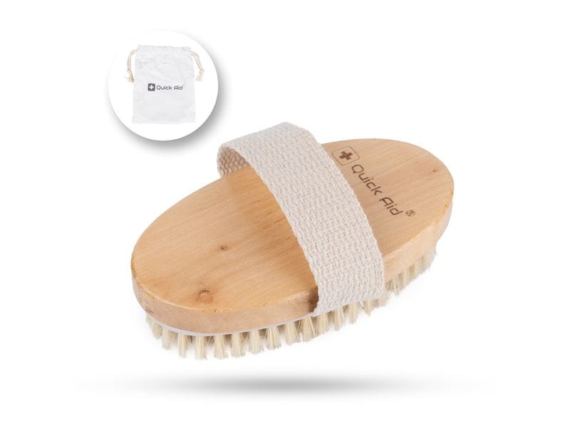 Quick Aid Körpermassagebürste aus Naturborsten mit Beutel 1 Badebürste für ein effektives Körperpeeling