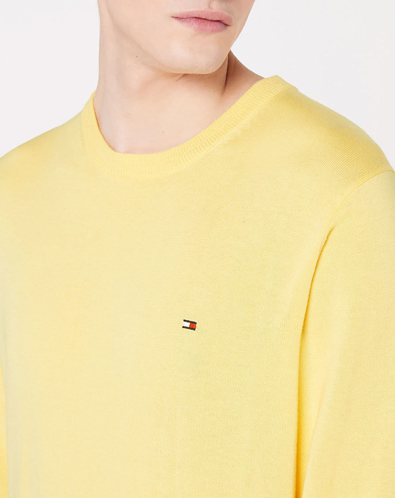 Tommy Hilfiger Pull en Coton Bio & Soie jaune