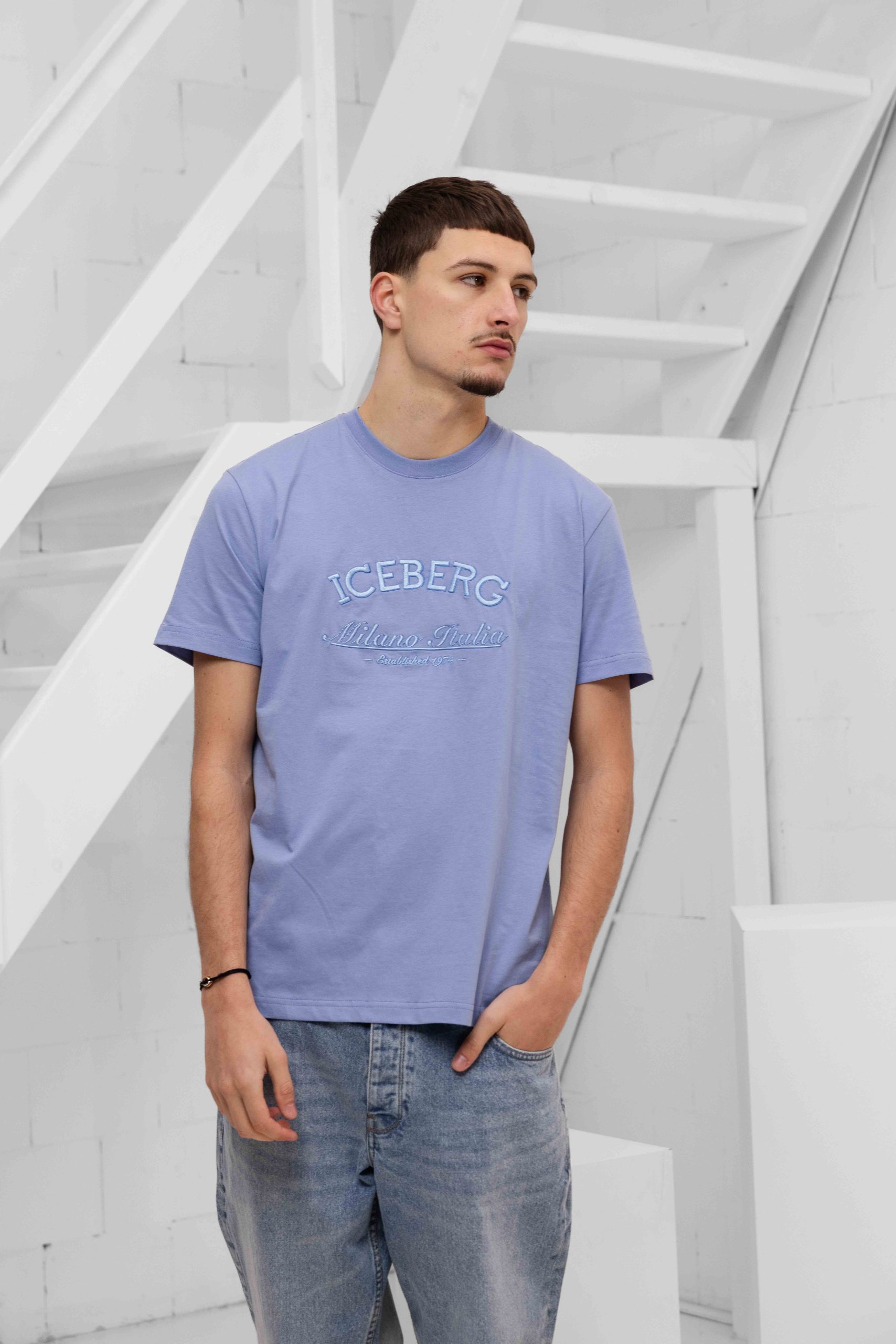 Iceberg 5D F040 Jersey T-Shirt Heren Lichtblauw