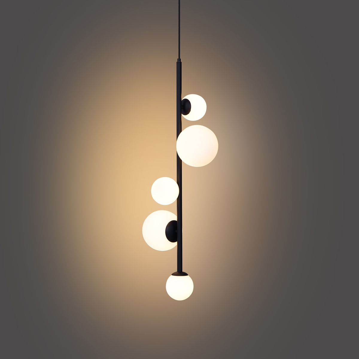 Design hanglamp zwart met mat glas 5-lichts - Vertical