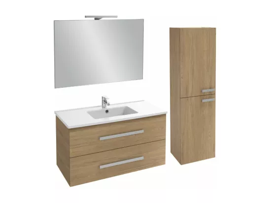 Pack meuble vasque 100 cm JACOB DELAFON Ola up chêne + colonne + miroir + spot