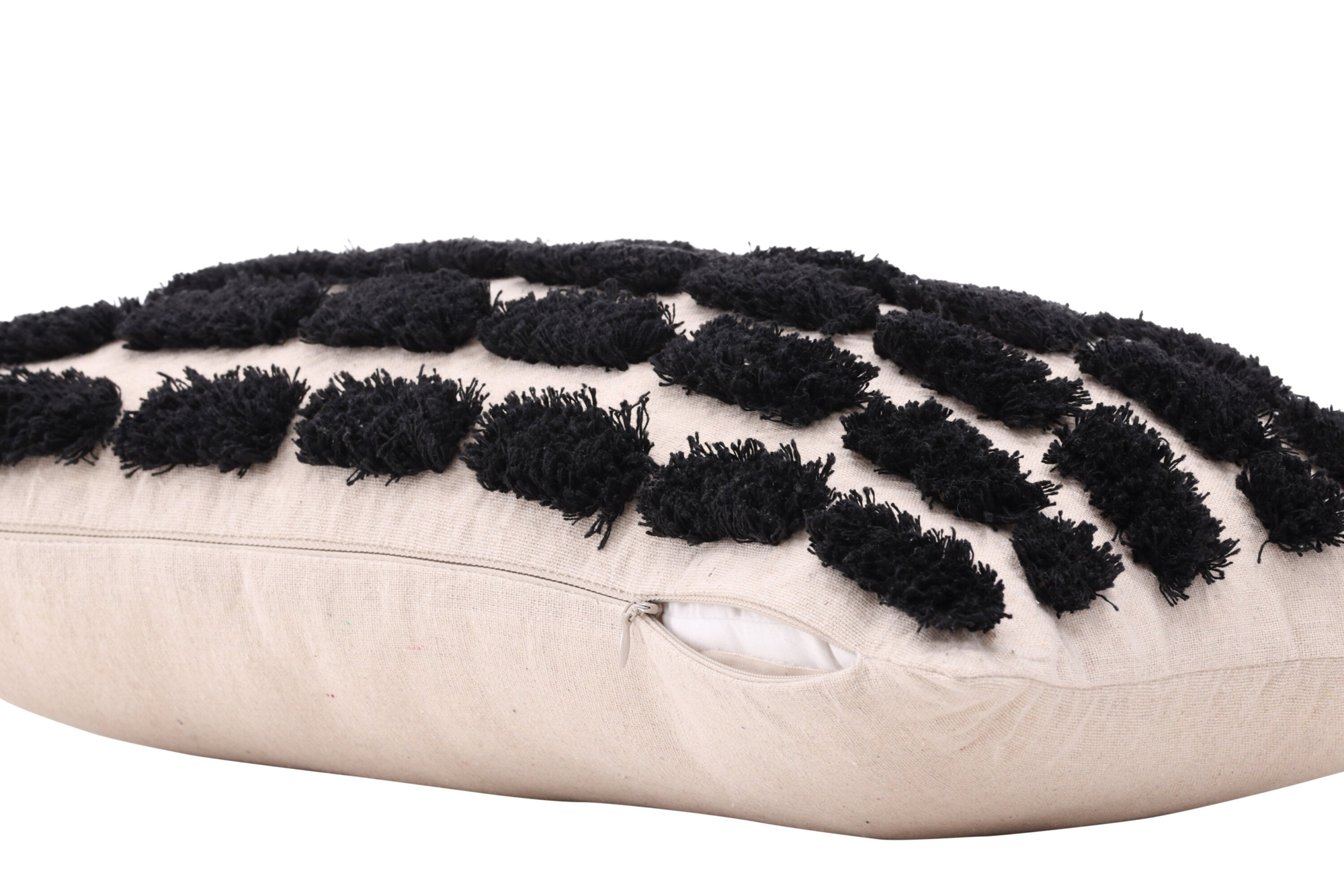 Ama Kussenhoes - 30x50cm - Zwart/beige