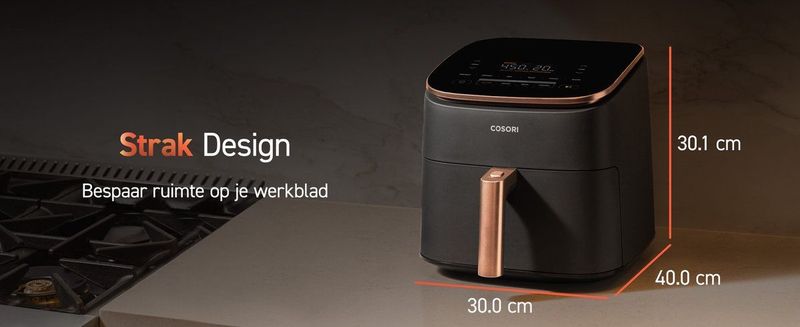 Cosori - TurboBlaze - Airfryer - Rosé Goud/Zwart - 6 Liter - 9 Programma's