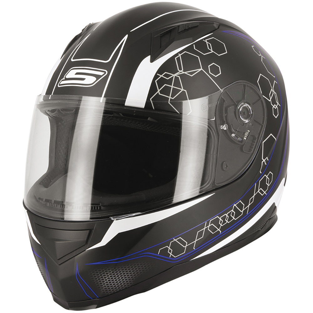 S-Line - Casque Apex S448 Deco Noir Mat / Bleu