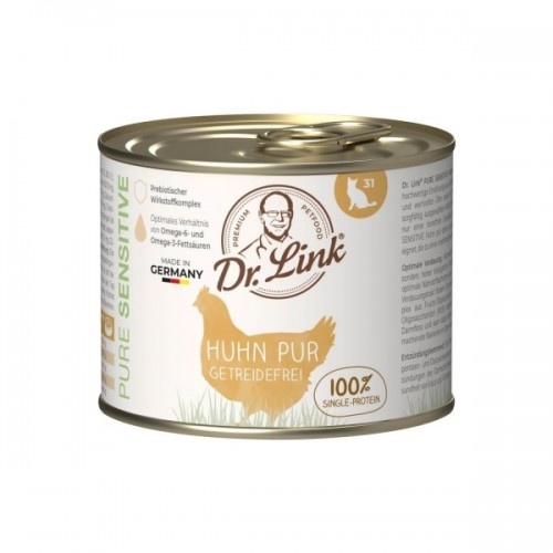 Dr. Link Pure Sensitive Huhn Pur Frango em lata para gatos