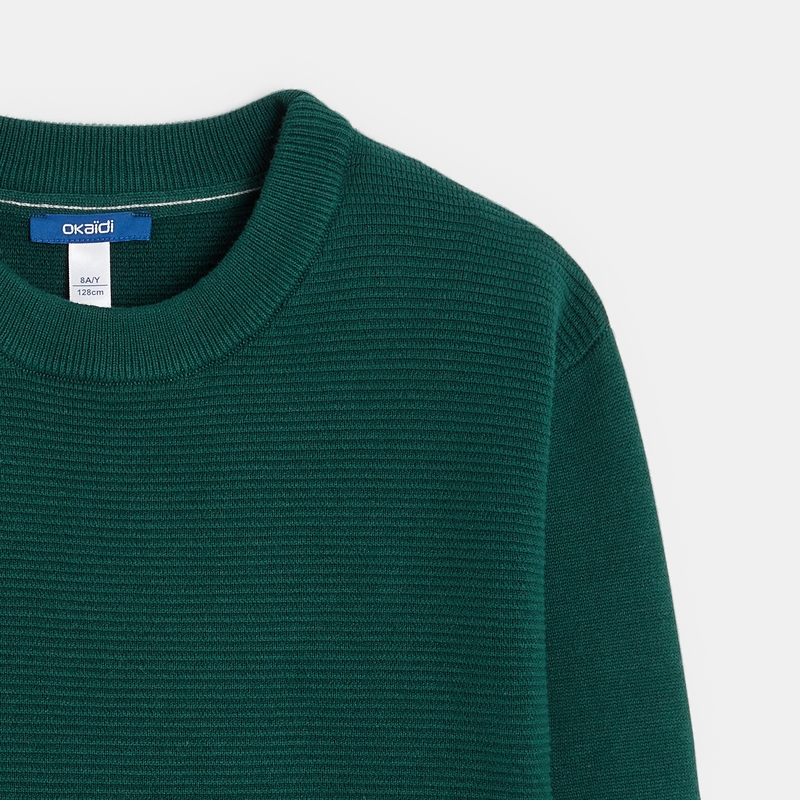 Pull à poche kangourou vert garçon