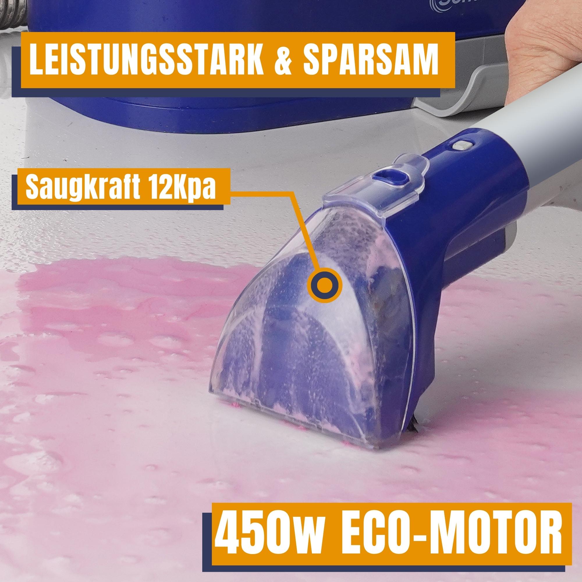 SOMMERTAL CompactCleaner WS450 5in1, Gerät für Teppiche, Treppen, Polster, Sofa, Auto, Tiere, Flecken, Leistungsstarker 450w Motor, Waschsauger, mit Zubehör, Selbstreinigung
