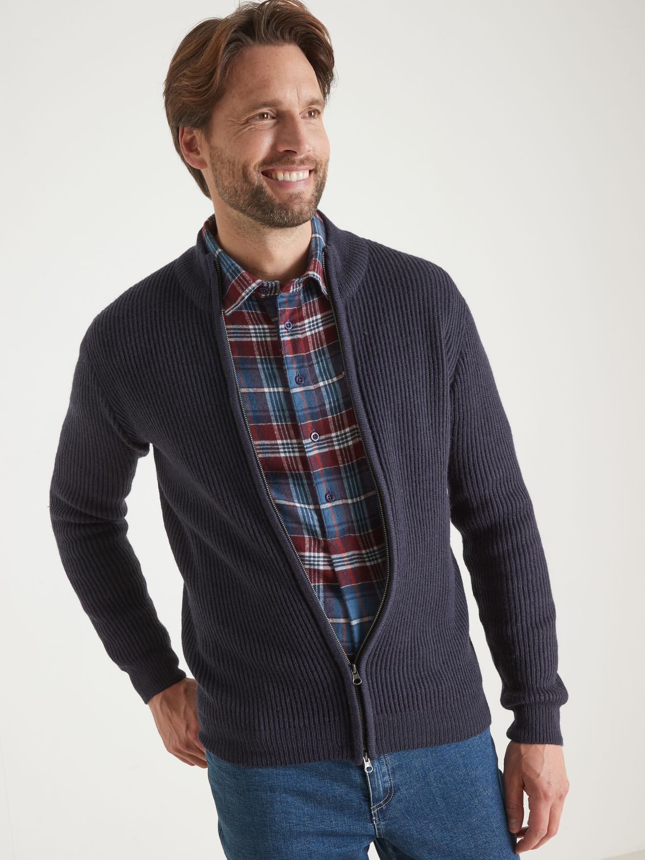 Gilet zippé en côtes anglaises