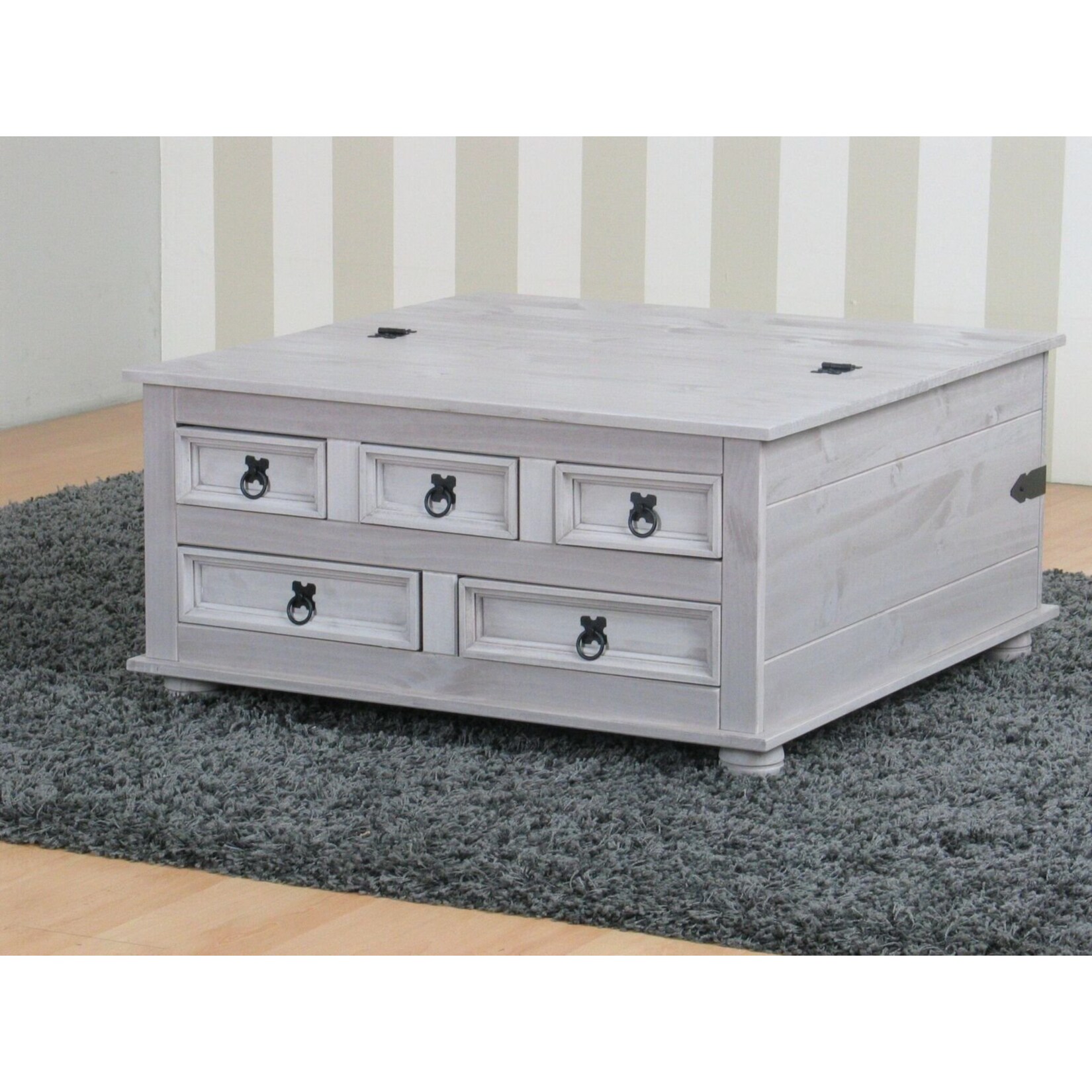 Kiefer Truhentisch New Mexico Mexiko grau massiv Couchtisch Truhe Holztruhe