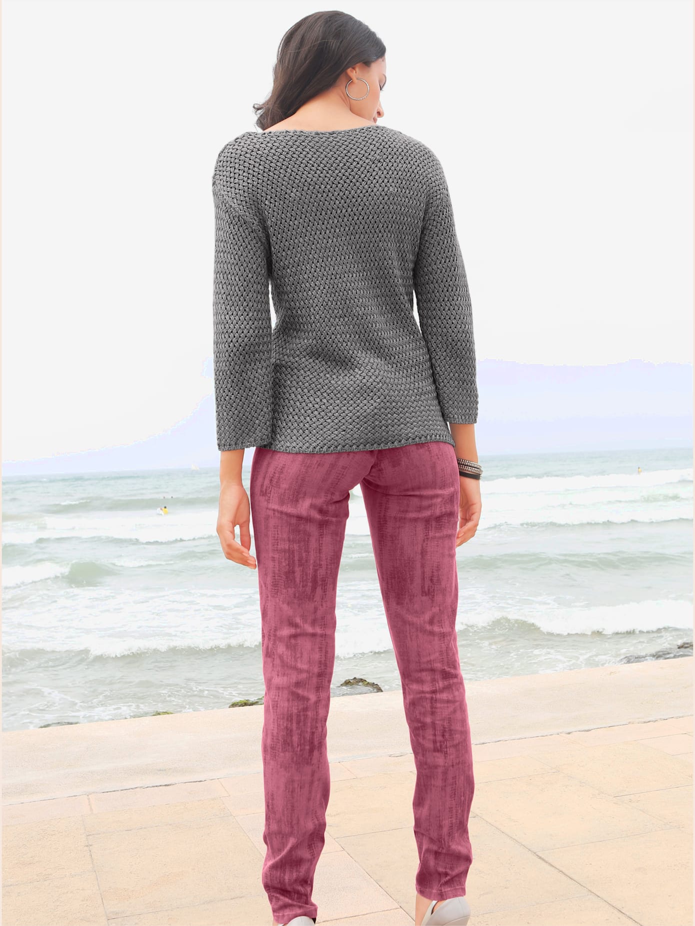 Pull femme tricot manches 3/4