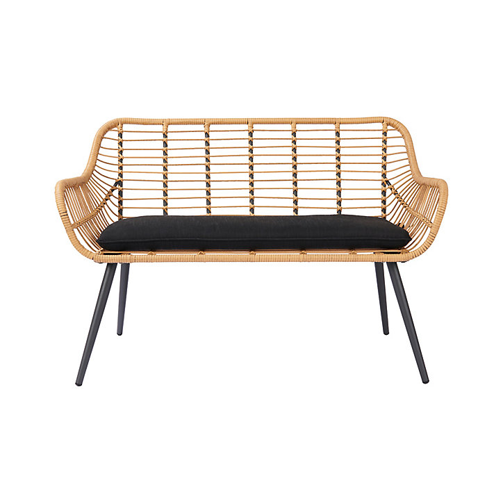 Banc de jardin GoodHome Apolima effet rotin marron