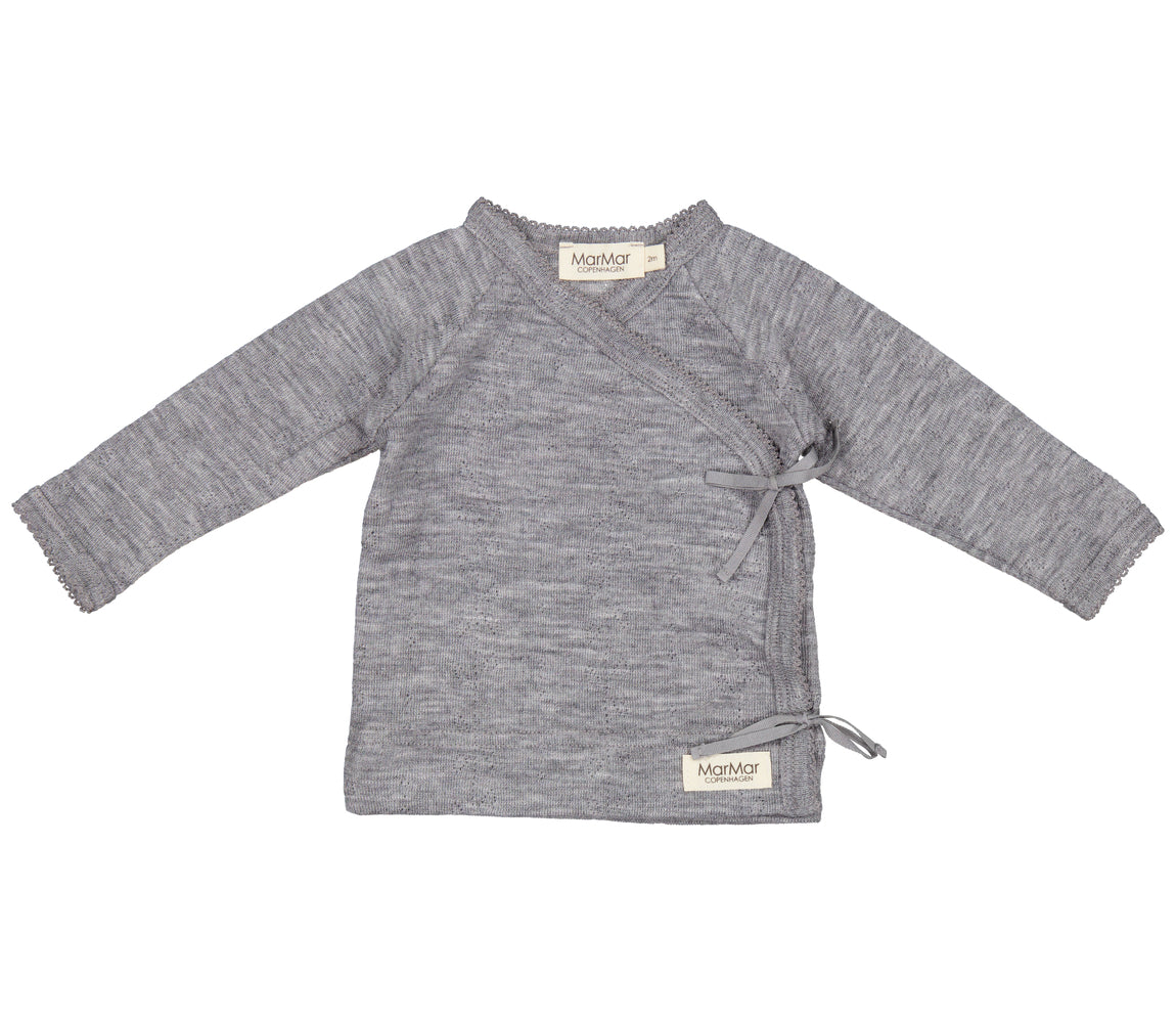 Tut Wrap LS, Uld Pointelle Bluse - Grey Melange