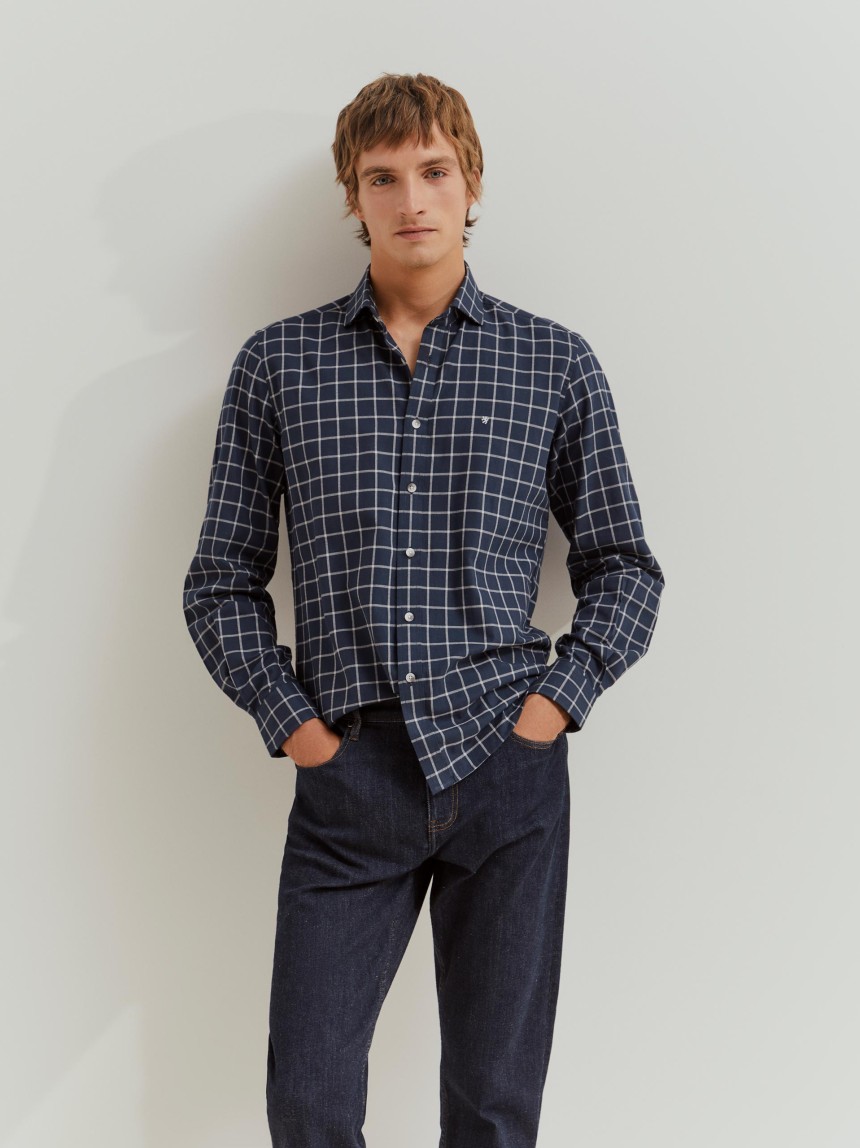 Camisa xadrez slim fit em algodão