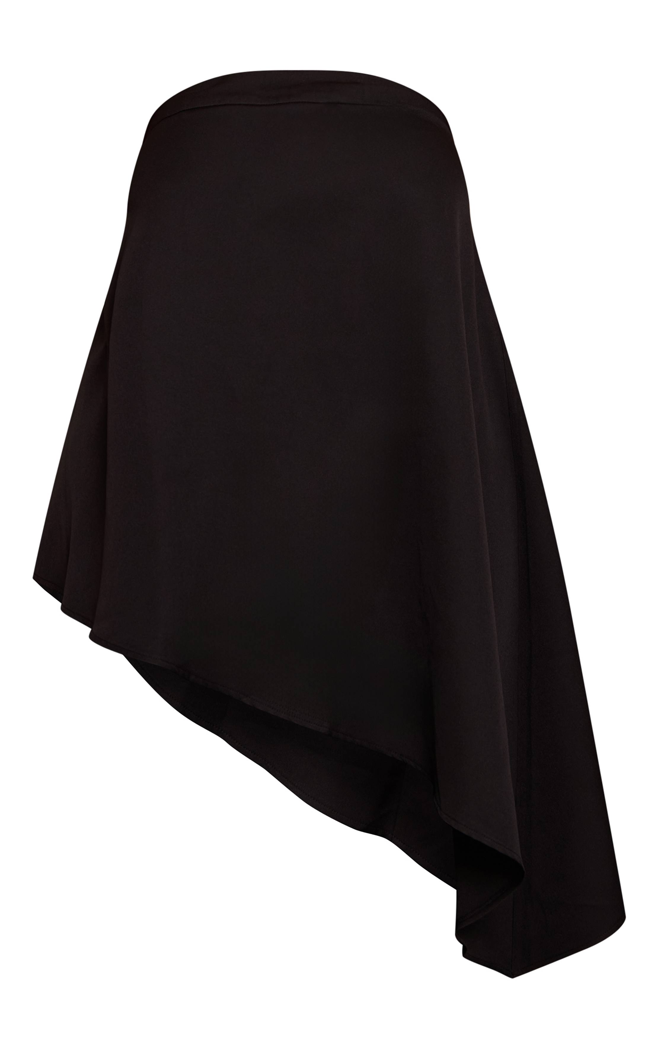 Noir Haut Long Vaporeux Grande Taille À Encolure Bandeau Et Ourlet Asymétrique En Tissu Tissé