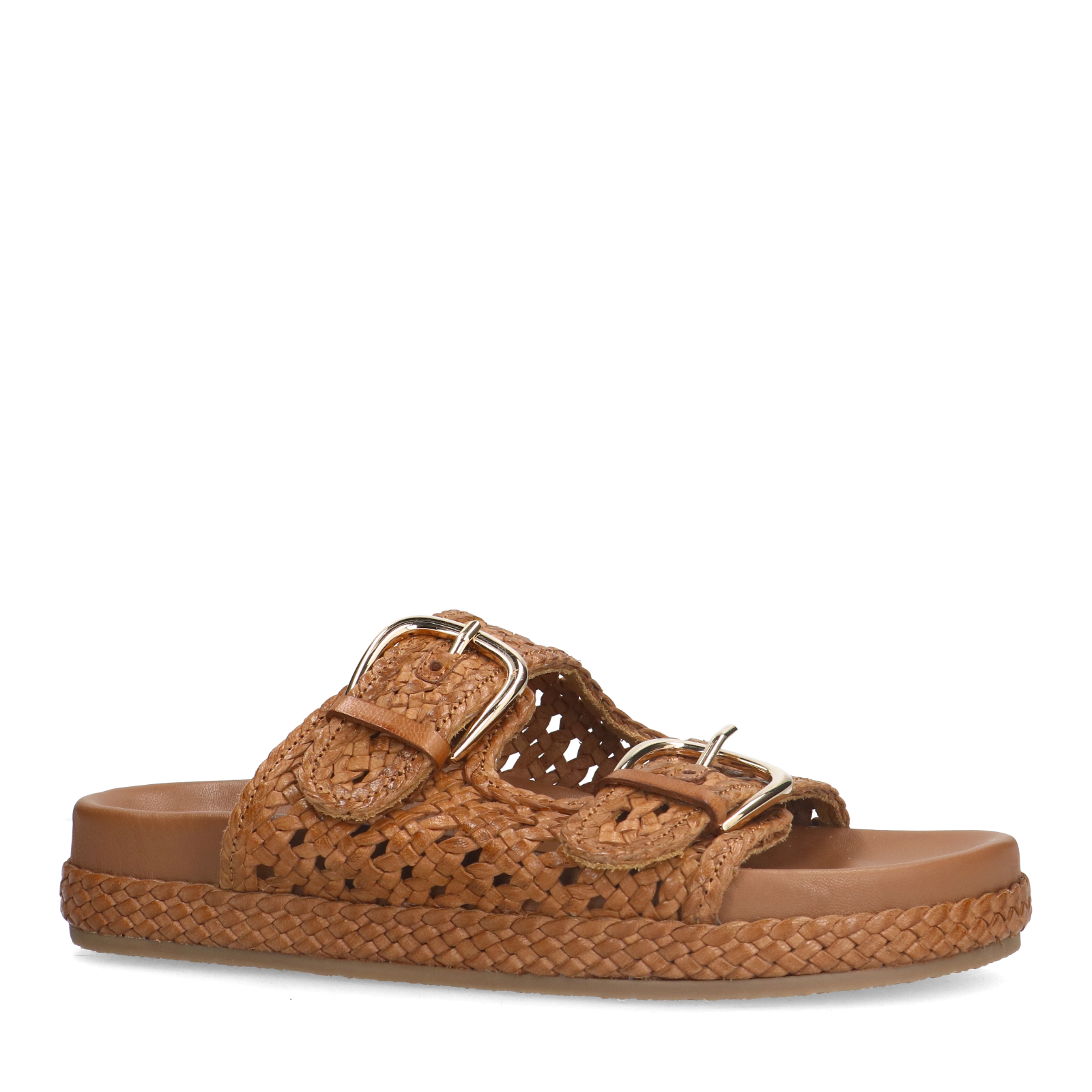 Cognac leren slippers