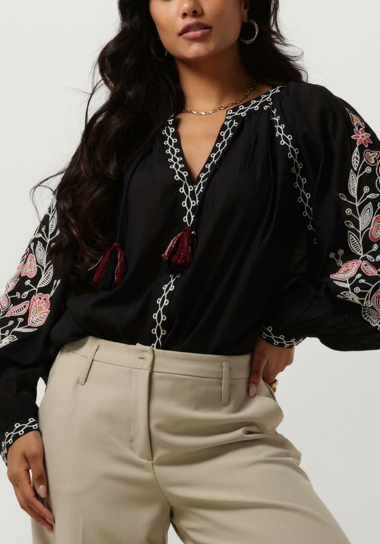 SUMMUM zwarte summum blouse top sushi voile embroidery