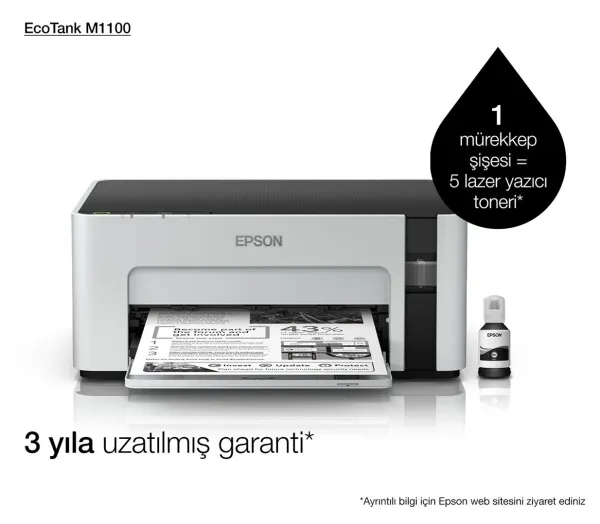 Epson EcoTank ET-M1100 - Printer - S/H - blækprinter - kan genopfyldes - A4/Legal - 1440 x 720 dpi - op til 15 spm - kapacitet: 150 ark - USB 2.0