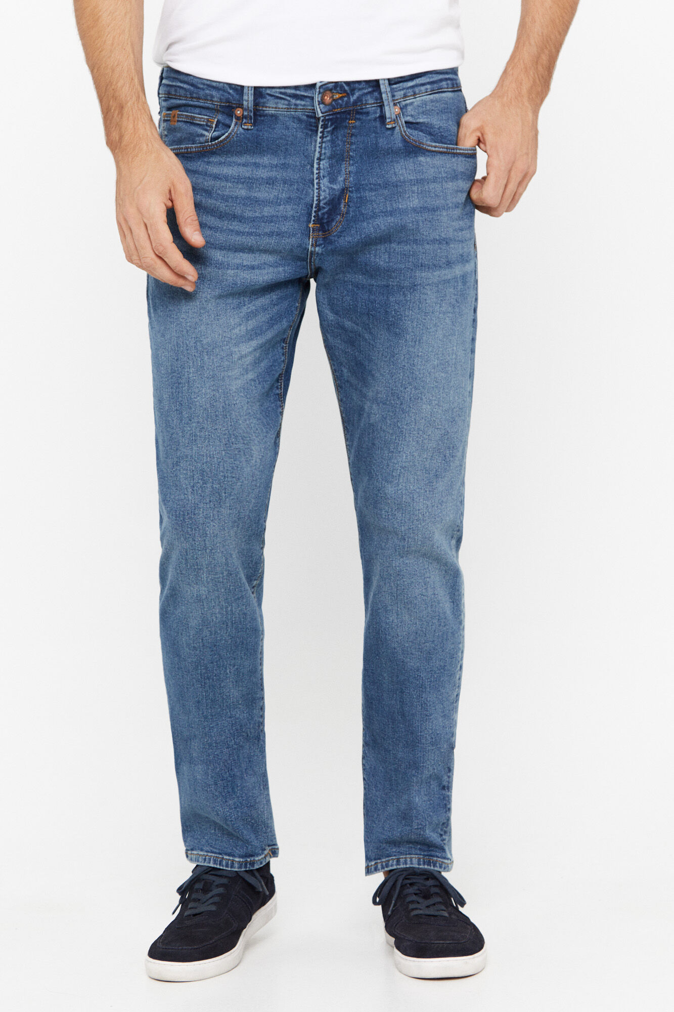 Calça jeans de corte regular - Azul