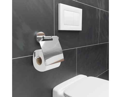 REIKA SAKU toiletrolhouder met deksel, chromen afwerking