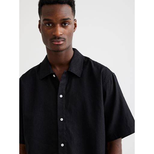 Woodbird Banks Linen Skjorte, Black, S