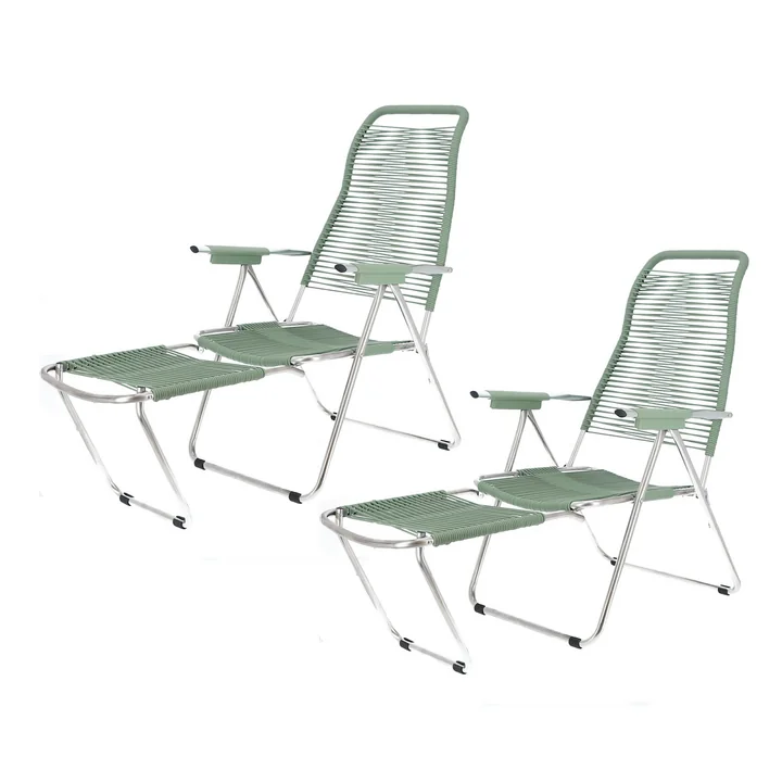 Fiam - Liegestuhl Spaghetti, Gestell Aluminium / Bespannung salbei (2er-Set)