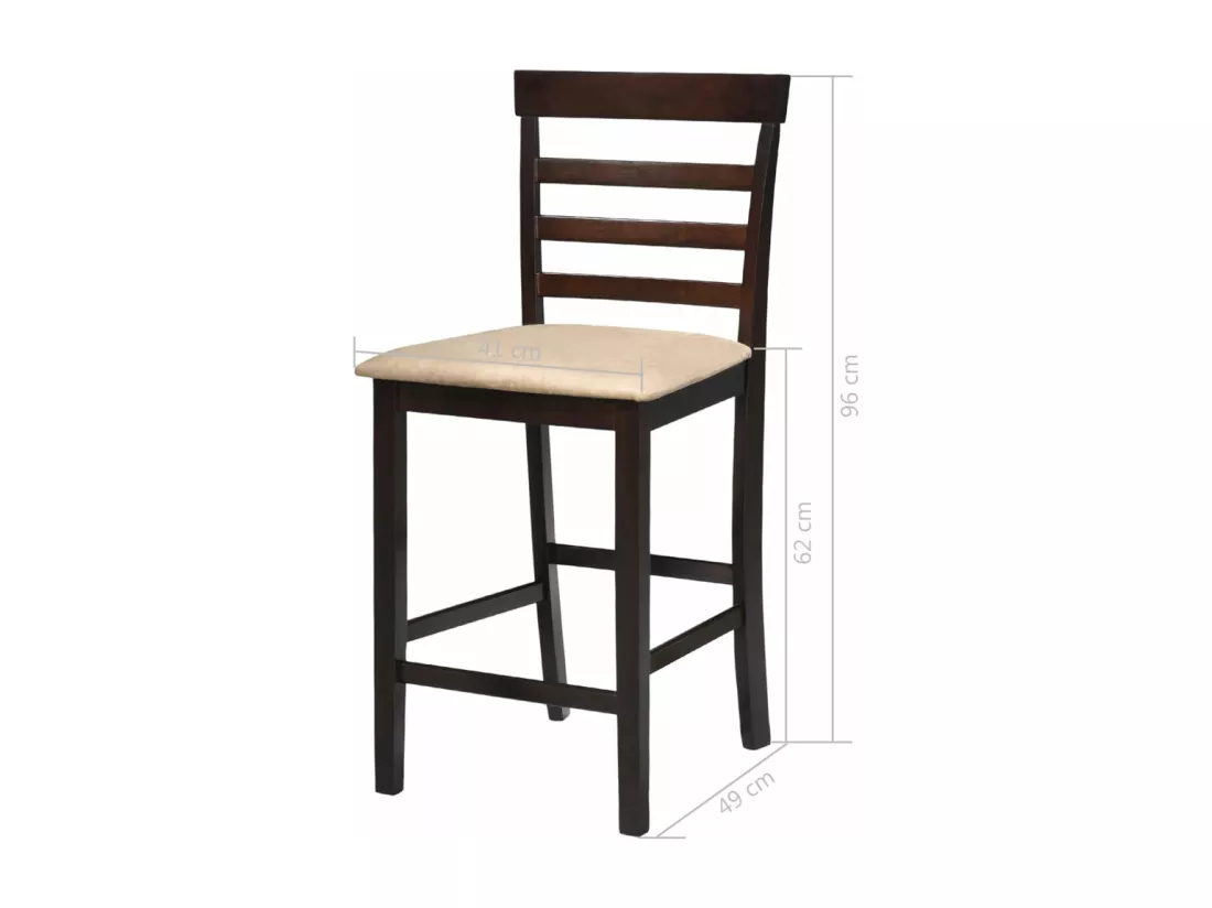 Set table et 4 chaises de bar en bois coloris marron