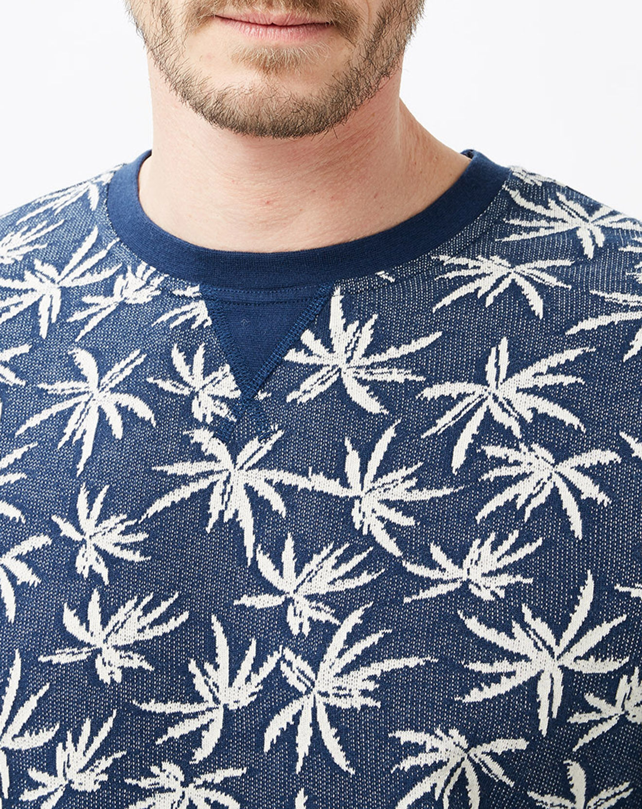 Hartford Sweat Crew imprimé indigo/blanc