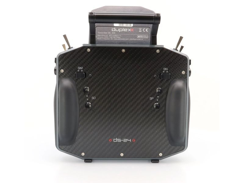 Jeti Fernsteuerung DS-24II Carbon Line Gray 24 Kanal, Duple Professioneller 24-Kanal-Sender mit Geber auf Rückseite und Carbon-Frontplatte