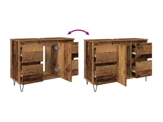 Armoire de salle de bain vieux bois 80x33x60 cm bois ingénierie