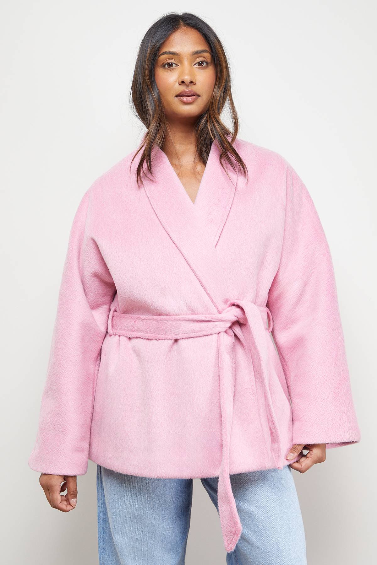 Oasis Manteau Court Ceinturé à Détail Portefeuille
