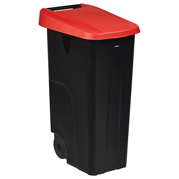 ROSSIGNOL Poubelle de tri mobile - 110 L  - movatri  - noir / rouge - couv ferme