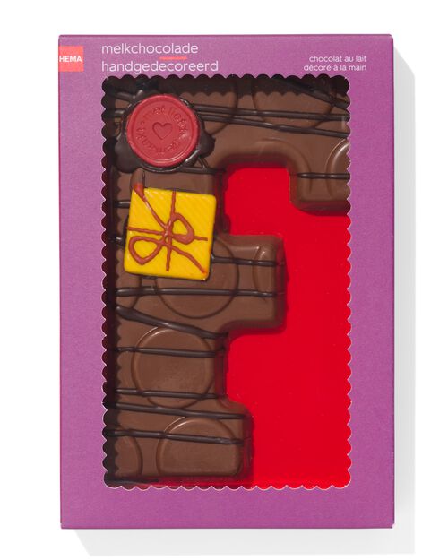 lettre F en chocolat au lait décorée à la main 200g