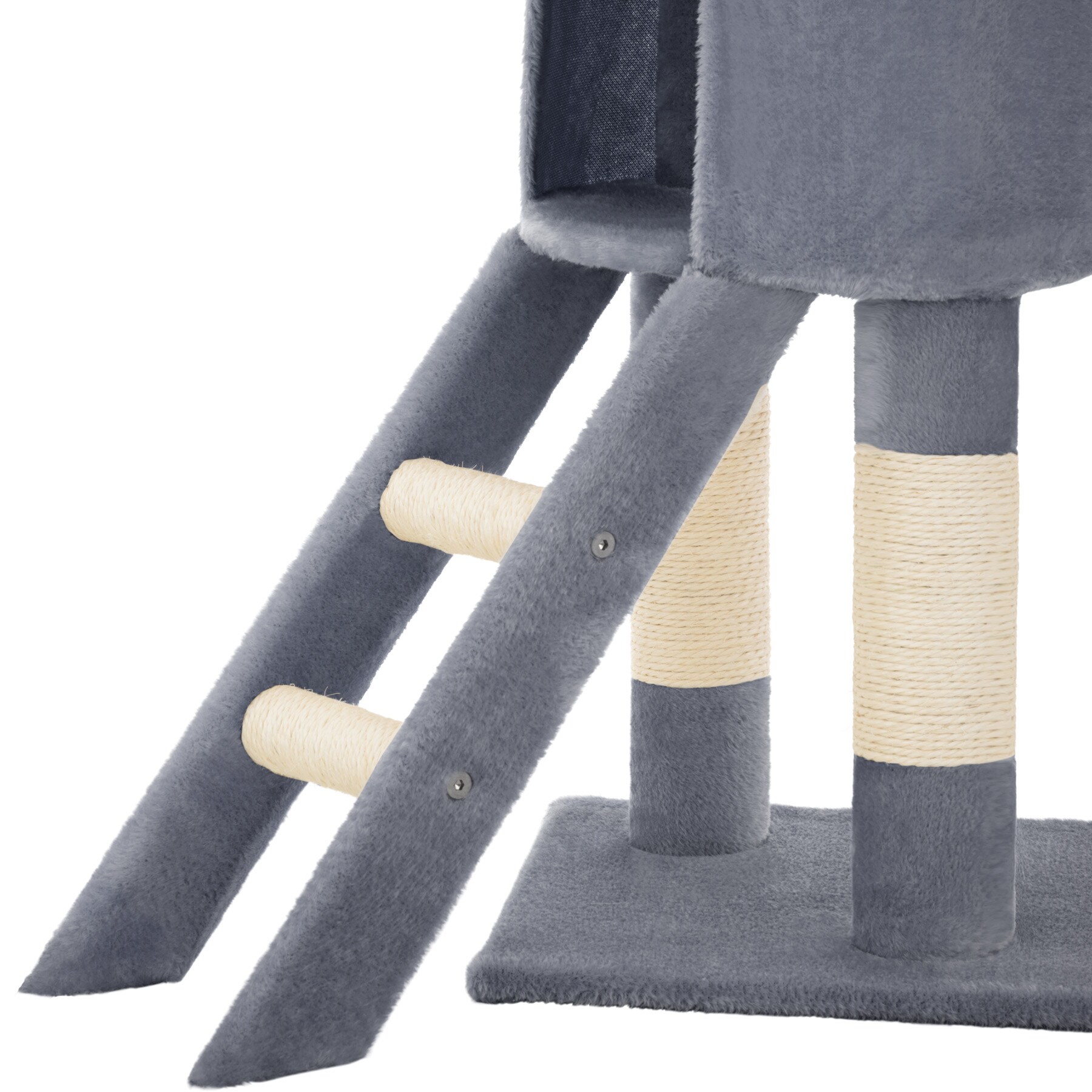 tectake® Kratzbaum, 144 cm, mit Katzenhaus, inklusive Treppe, 3 Spielmäusen und Kippschutz
