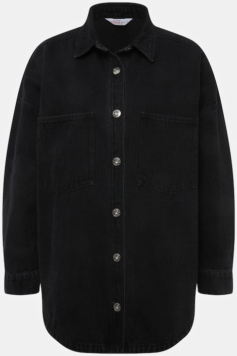 Oversized-Jeanshemd, Hemdkragen, Langarm, Unisex