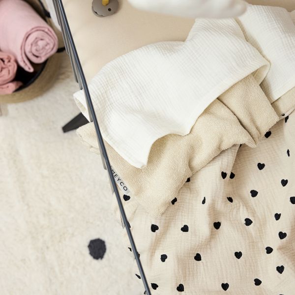 Meyco Baby Sweet Heart Wiegdeken - 75 x 100 cm - Pre-Washed Hydrofiel - Soft Sand