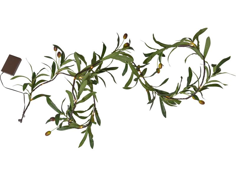 Star Trading Girlande Olivec, 20 LEDs, 1.8 m, Grün Dekorative Girlande mit Olivenblättern und Oliven