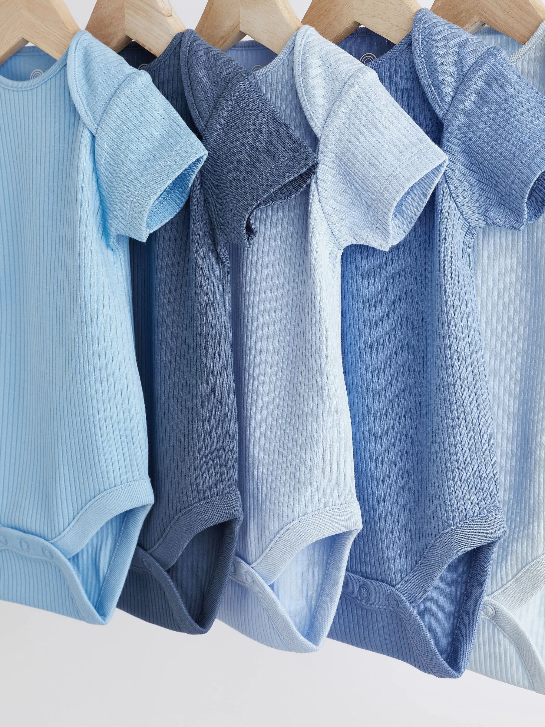 Blauw - Set van 5 babyrompertjes met korte mouwen