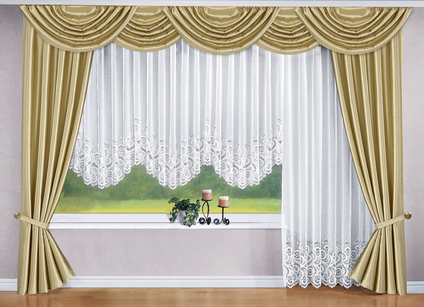 Blumenfenster-Store mit Universalschienenband