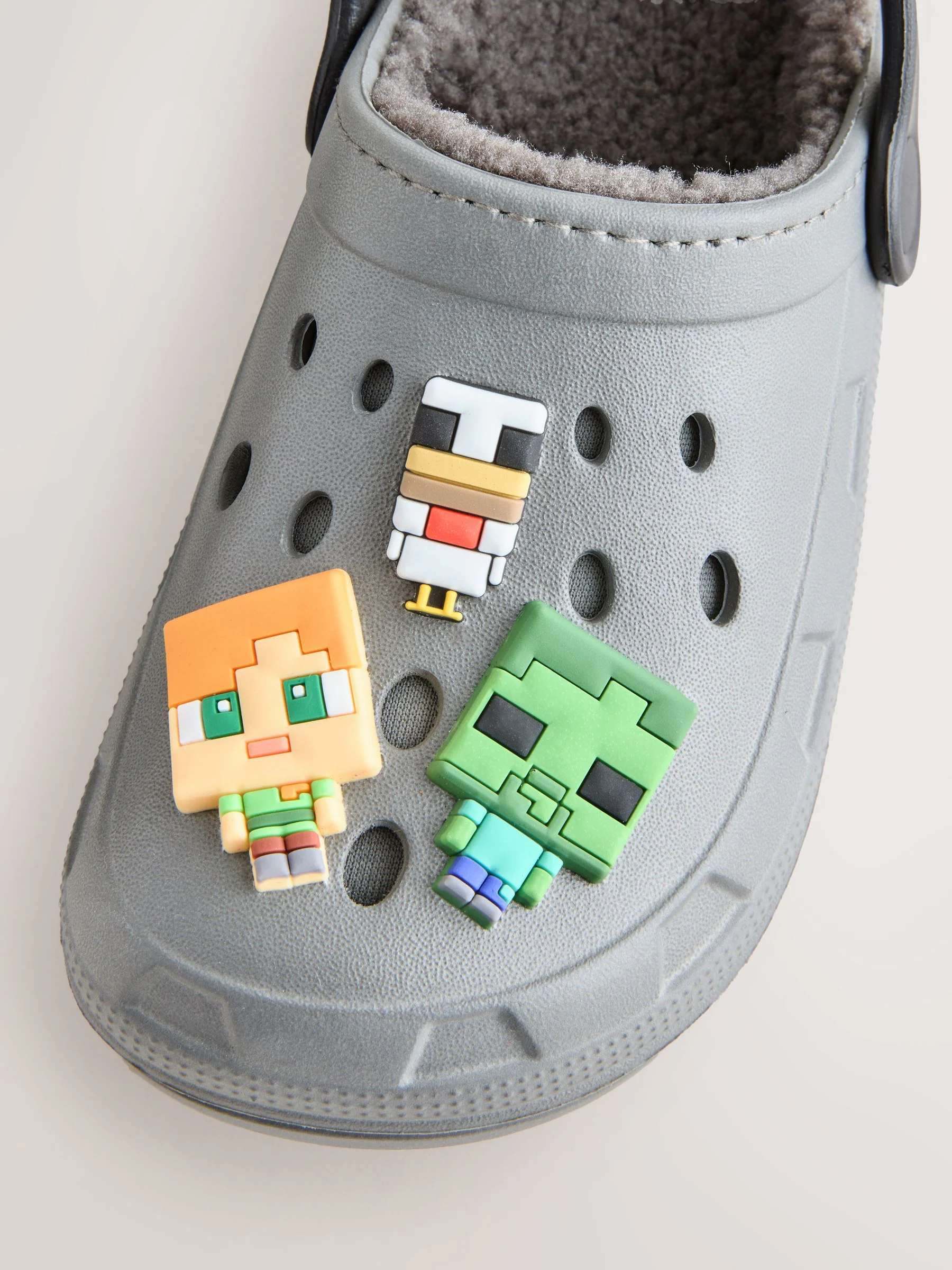 Grijs - Minecraft pantoffelklompen met warme voering