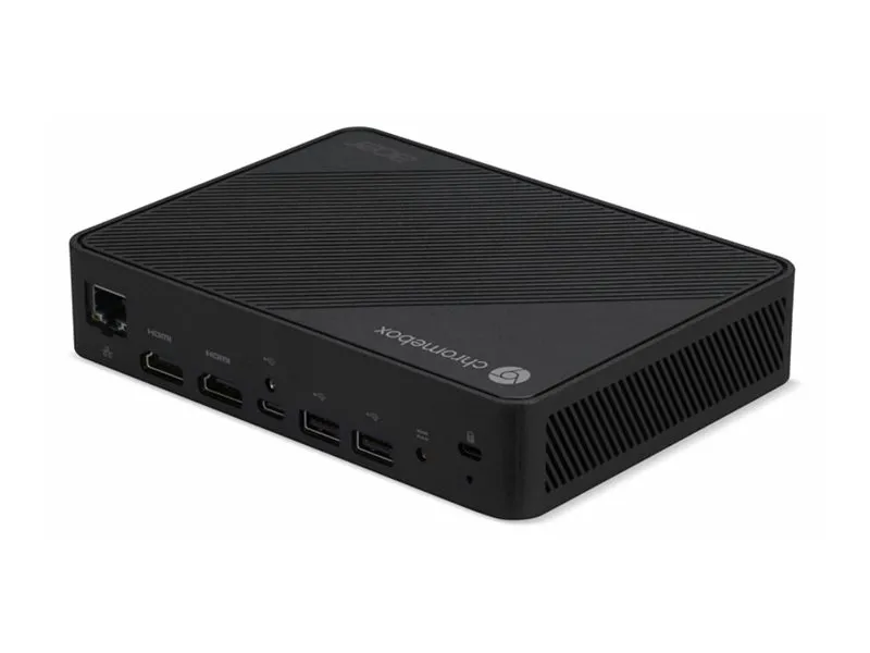 Acer Chromebox Mini Entreprise CXM1 - Mini PC 1 x Celeron N4500 / op til 2.8 GHz - RAM 8 GB - flash - eMMC 32 GB - UHD Graphics - IEEE 802.11ax (Wi-Fi 6), Gigabit Ethernet - Chrome OS - skærm: ingen - sort