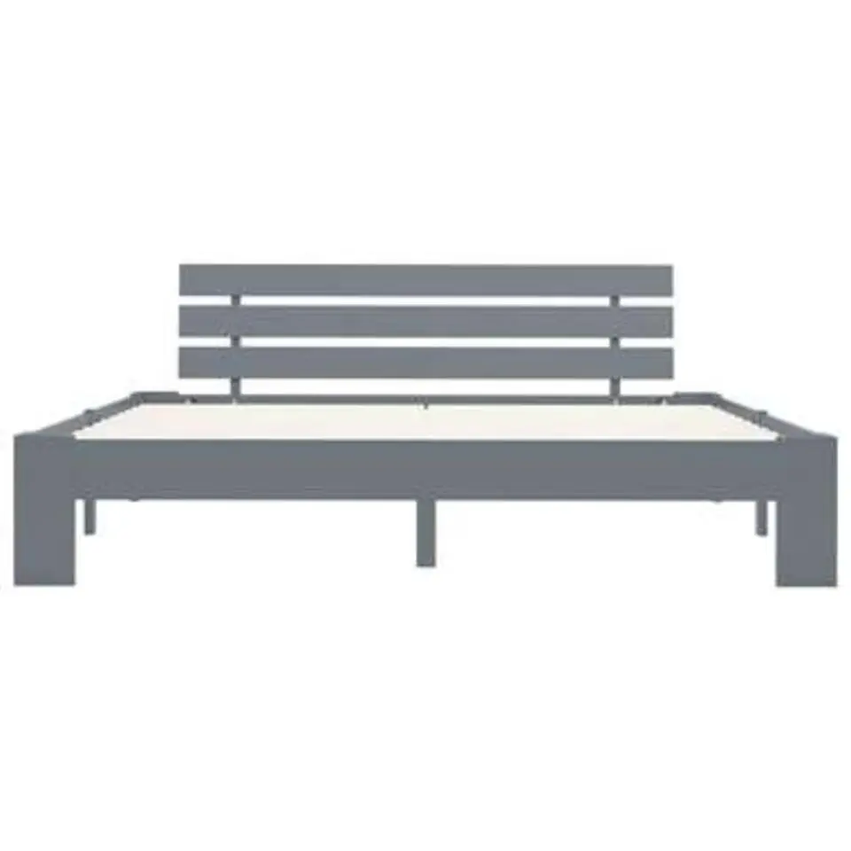 vidaXL - Tweepersoonbed met hoofdbord - Grijs - Massief grenenhout - 160x200 cm