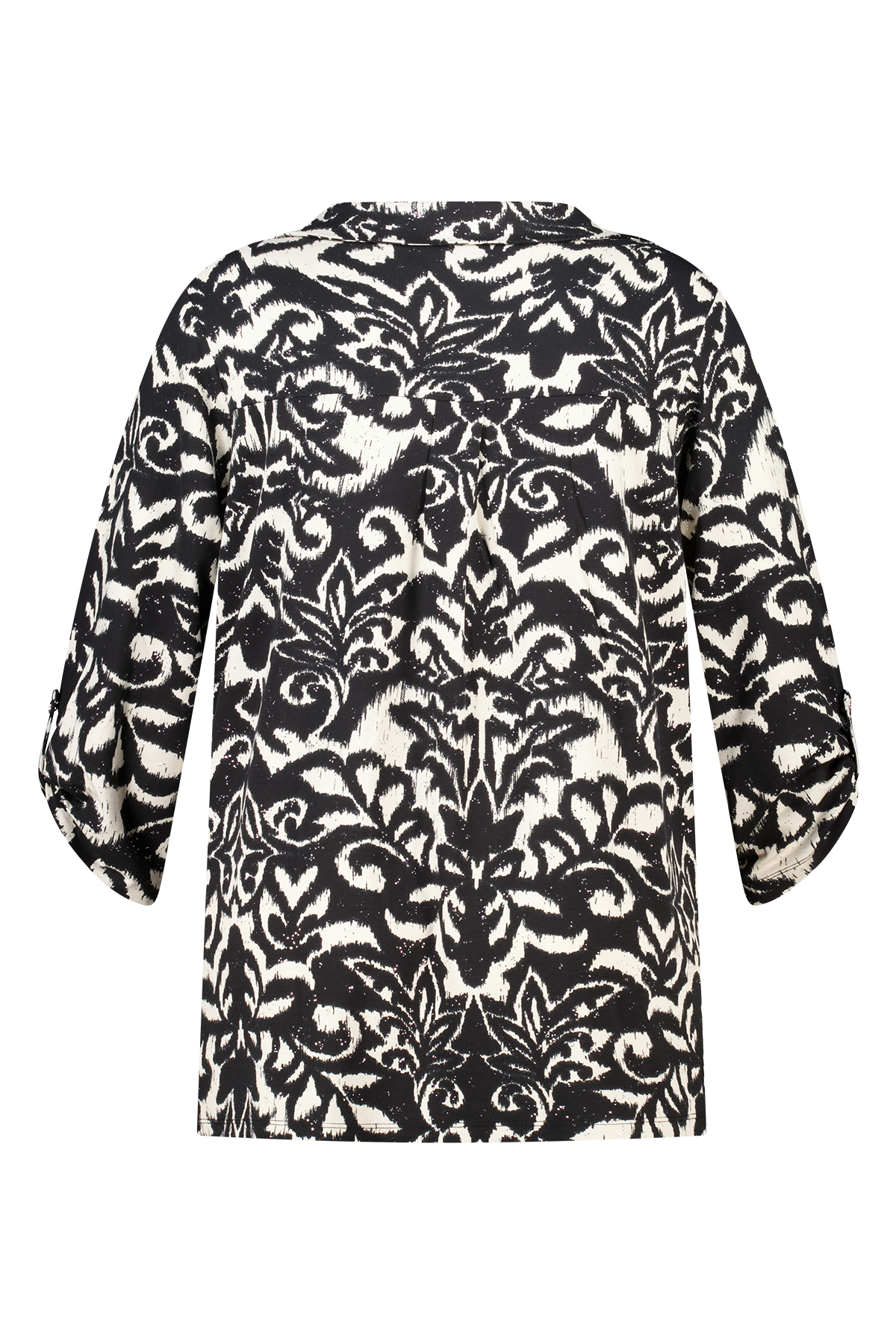 Top met stretch en foil print Multi zwart-wit