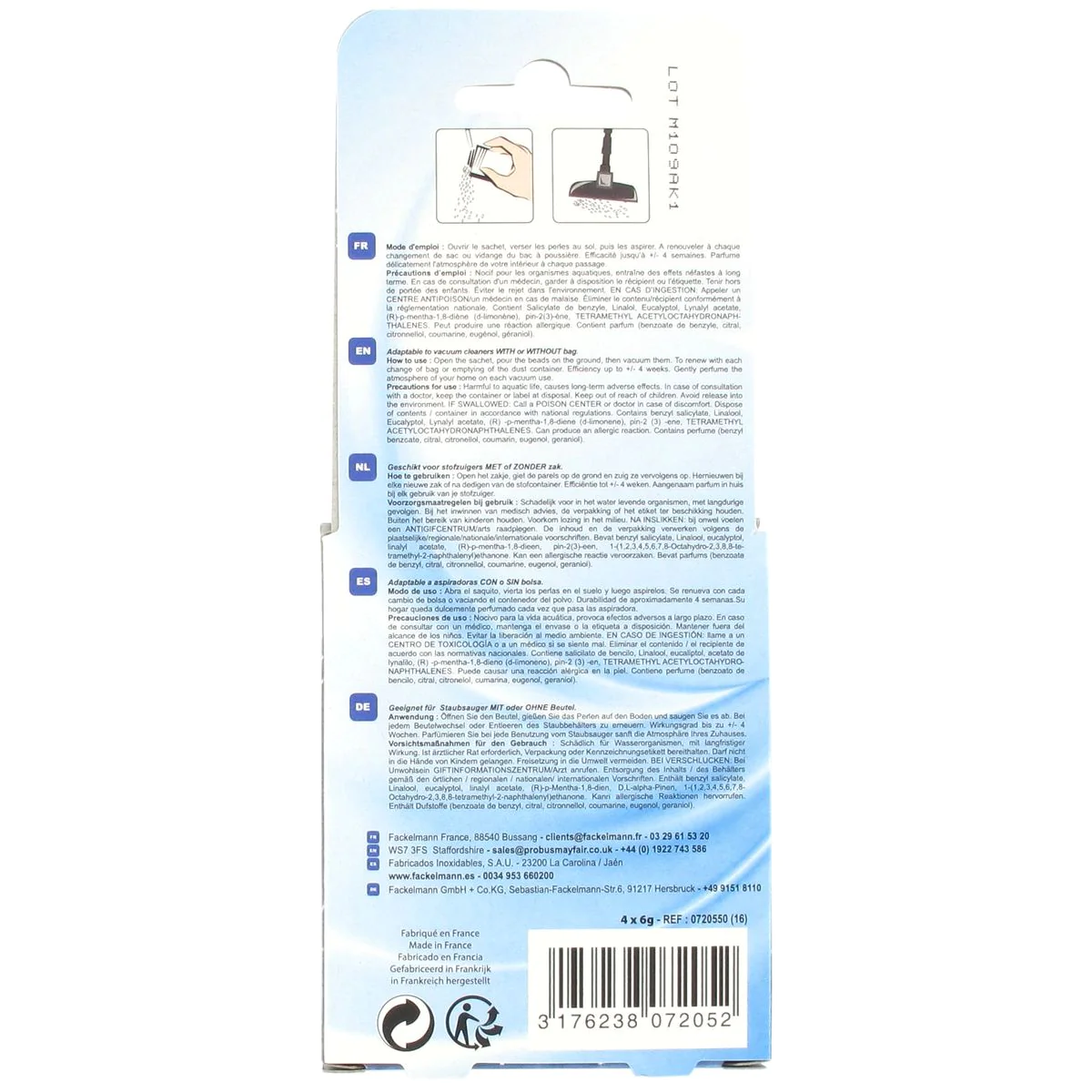 Lot de deux boites de perles parfumantes pour aspirateur odeur marine