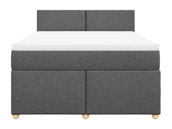 Sommier à lattes de lit avec matelas Gris foncé 160x200cm Tissu