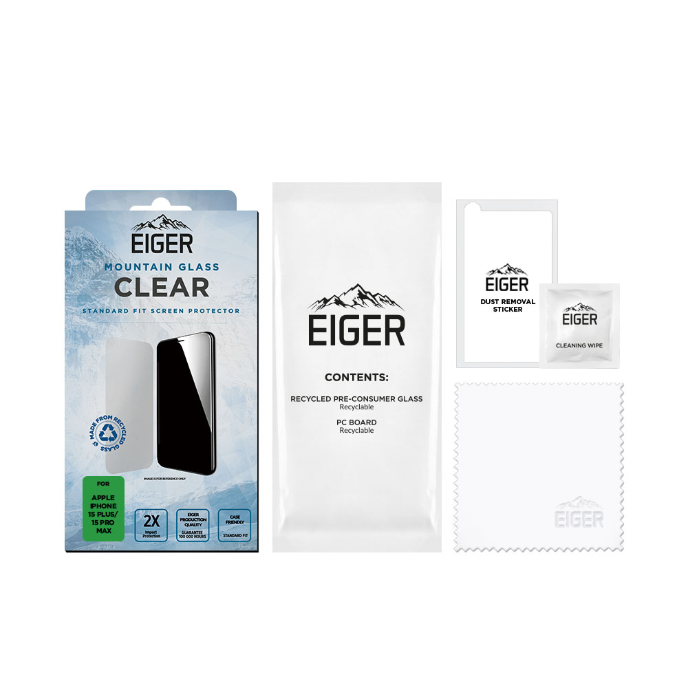iPhone 16 Plus / 15 Plus / iPhone 15 Pro Max Mountain Glass Clear Panzerglas 2.5D Displayschutz Case Friendly (EGSP00905)