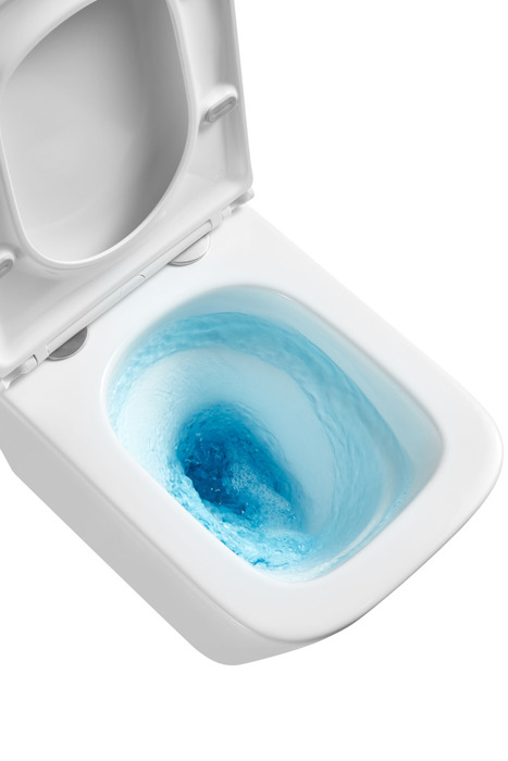 Væghængt toilet kantet m/Vortex skyl - hvid