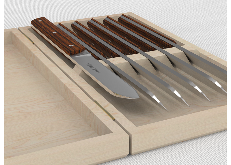 Service de 6 couteaux de table avec un manche en bois de bocote et lame en acier inoxydable