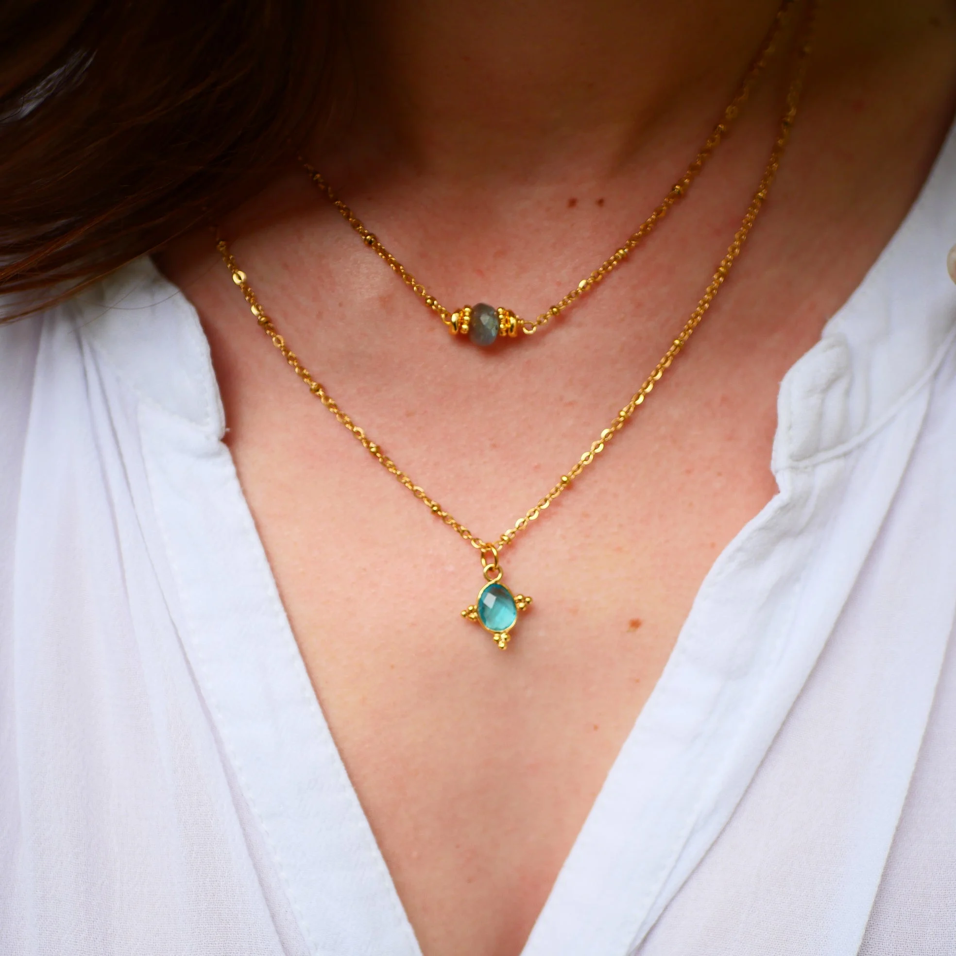 PRAYAN - Collier apatite | Bleu